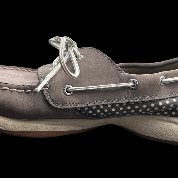 Sperry Top Sider Gray Leather Polka Dot Boat Shoes STS90818 Women's 12 - Picture 3 of 7